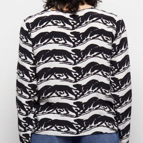 The Kooples Wild Panther Print Blouse Sz 2/M NWT - Picture 4 of 12